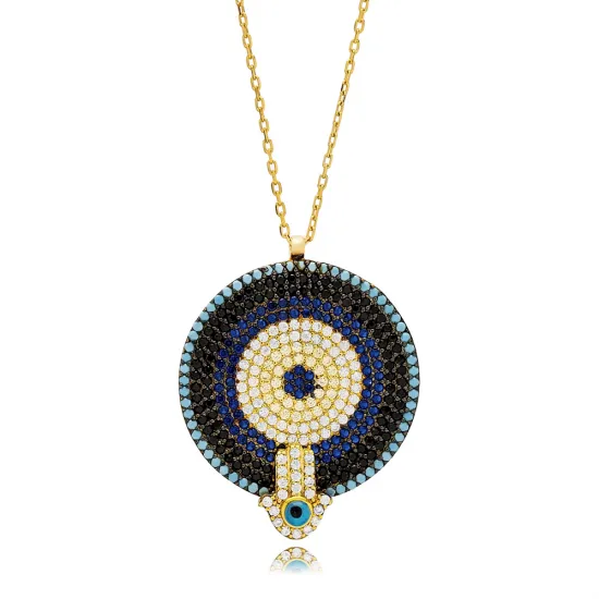 Turkish Evil Eye Hamsa 925 Sterling Silver Necklace Turkish Evil Eye Hamsa 925 Sterling Silver Necklace
