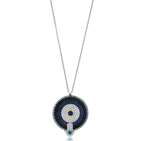 Turkish Evil Eye Hamsa 925 Sterling Silver Necklace Turkish Evil Eye Hamsa 925 Sterling Silver Necklace