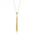 Round Design CZ Silver Tassel Necklace