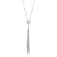 Round Design CZ Silver Tassel Necklace Round Design CZ Silver Tassel Necklace