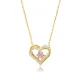 Double Heart Pink CZ Silver Charm Necklace Double Heart Pink CZ Silver Charm Necklace