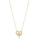 Double Heart Pink CZ Silver Charm Necklace Double Heart Pink CZ Silver Charm Necklace