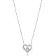 Double Heart Pink CZ Silver Charm Necklace Double Heart Pink CZ Silver Charm Necklace