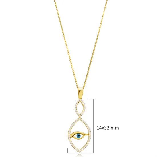 925 Sterling Silver Evil Eye CZ Necklace