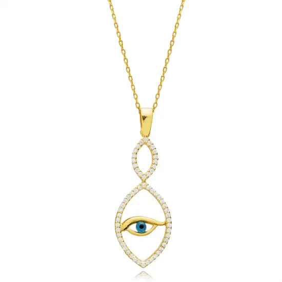 925 Sterling Silver Evil Eye CZ Necklace