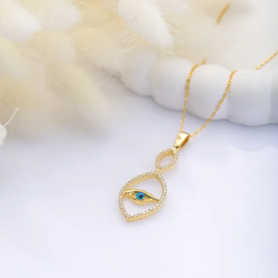 925 Sterling Silver Evil Eye CZ Necklace