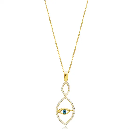 925 Sterling Silver Evil Eye CZ Necklace