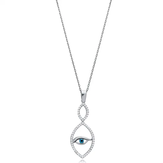 925 Sterling Silver Evil Eye CZ Necklace