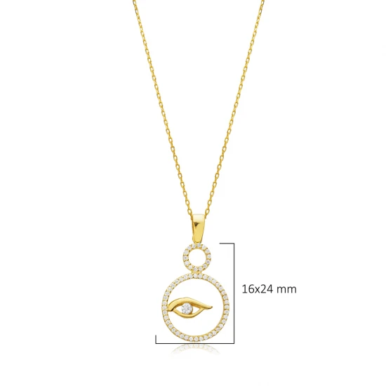 Round Evil Eye CZ Sterling Silver Necklace Round Evil Eye CZ Sterling Silver Necklace