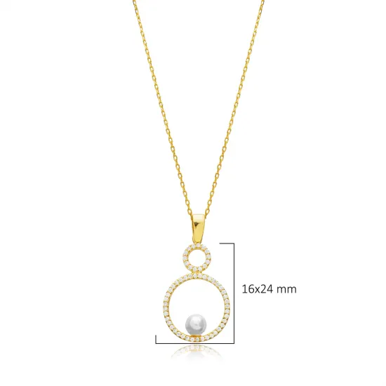 Round Pearl CZ 925 Sterling Silver Necklace Round Pearl CZ 925 Sterling Silver Necklace