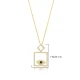 Square Evil Eye Sapphire CZ Sterling Silver Necklace