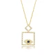 Square Evil Eye Sapphire CZ Sterling Silver Necklace