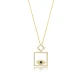 Square Evil Eye Sapphire CZ Sterling Silver Necklace