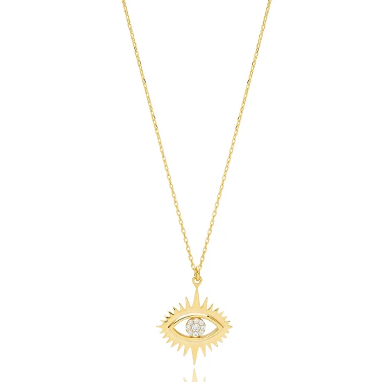 925 Sterling Silver Evil Eye Shape Necklace - Sade 925 Silver Jewelry