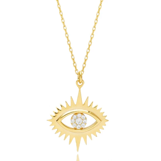 925 Sterling Silver Evil Eye Shape Necklace - Sade 925 Silver Jewelry
