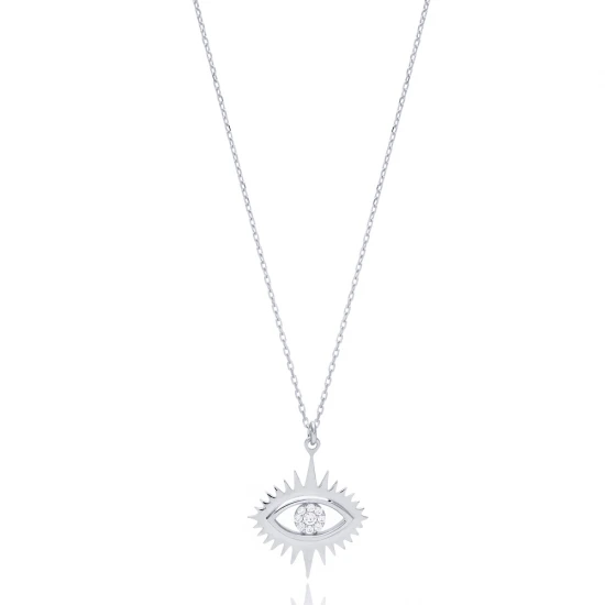 925 Sterling Silver Evil Eye Shape Necklace - Sade 925 Silver Jewelry