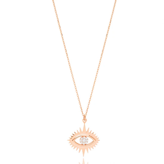 925 Sterling Silver Evil Eye Shape Necklace - Sade 925 Silver Jewelry