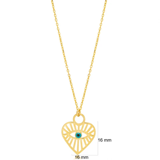 Heart Shape Pattern Evil Eye Sterling Silver Necklace - Sade 925 Silver Jewelry