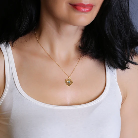 Heart Shape Pattern Evil Eye Sterling Silver Necklace - Sade 925 Silver Jewelry