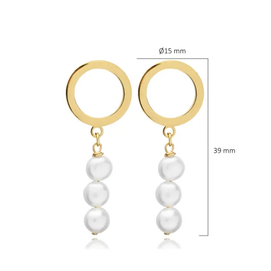 Triple Pearl Hollow Silver Stud Earrings Triple Pearl Hollow Silver Stud Earrings