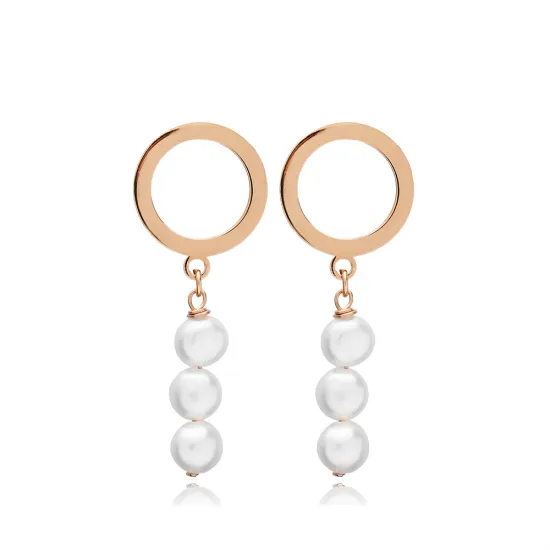 Triple Pearl Hollow Silver Stud Earrings Triple Pearl Hollow Silver Stud Earrings