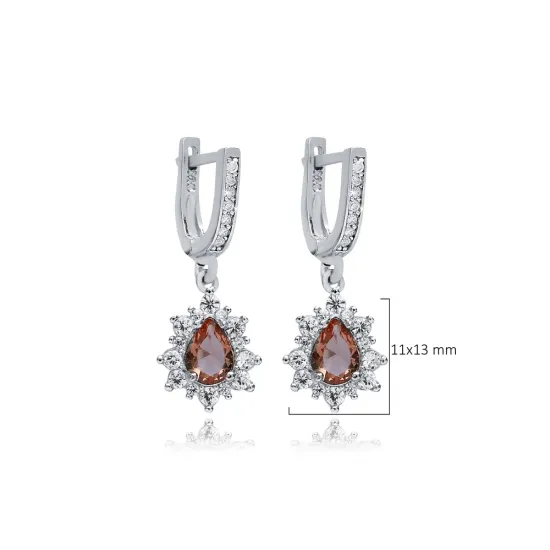 Pear Zultanite CZ Dangle Silver Earrings Pear Zultanite CZ Dangle Silver Earrings