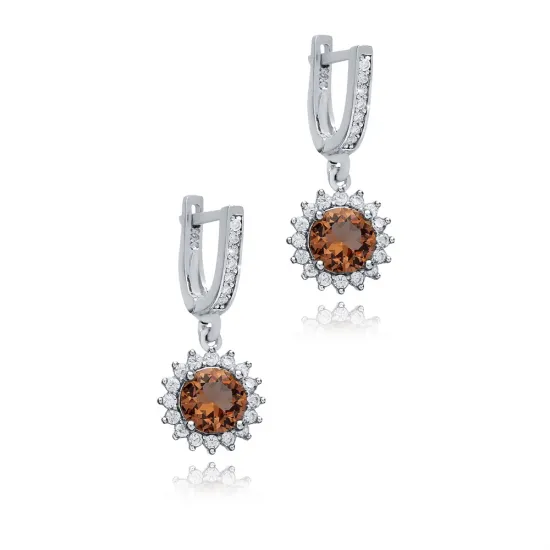 Round Zultanite CZ Silver Dangle Earrings Round Zultanite CZ Silver Dangle Earrings