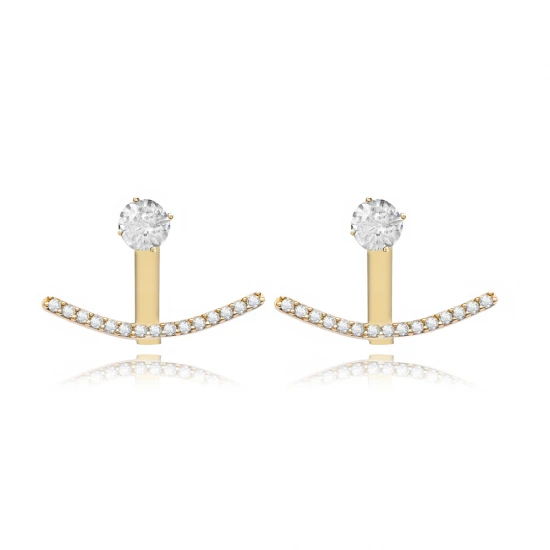 Clear Round Arc CZ 925 Sterling Silver Ear Jackets | 925 Sterling Silver Wholesale | Sade Silver Clear Round Arc CZ 925 Sterling Silver Ear Jackets - Sade 925 Silver Jewelry