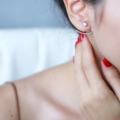 Minimalist Design Ear Jackets Turkish Silver Earring Minimalist Design Ear Jackets Turkish Silver Earring