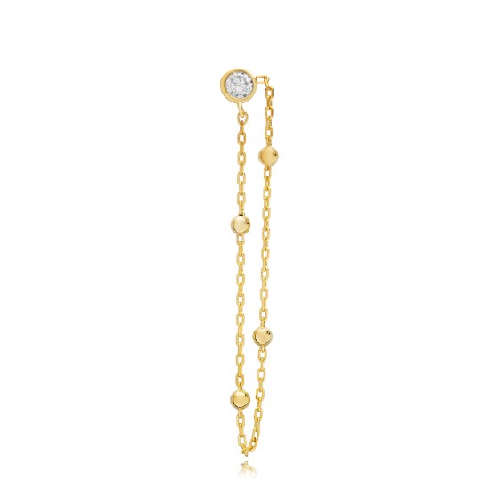 CZ Ball Chain Single Stud Earring
