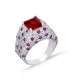 Square Ruby CZ Stones Stony Cluster 925 Silver Ring | 925 Sterling Silver Wholesale | Sade Silver Square Ruby CZ Stones Stony Cluster 925 Silver Ring - Sade 925 Silver Jewelry
