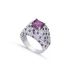 Amethyst Square CZ Stones Stony Cluster 925 Silver Ring