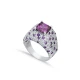 Amethyst Square CZ Stones Stony Cluster 925 Silver Ring | 925 Sterling Silver Wholesale | Sade Silver Amethyst Square CZ Stones Stony Cluster 925 Silver Ring - Sade 925 Silver Jewelry