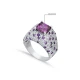 Amethyst Square CZ Stones Stony Cluster 925 Silver Ring | 925 Sterling Silver Wholesale | Sade Silver Amethyst Square CZ Stones Stony Cluster 925 Silver Ring - Sade 925 Silver Jewelry
