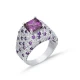 Amethyst Square CZ Stones Stony Cluster 925 Silver Ring | 925 Sterling Silver Wholesale | Sade Silver Amethyst Square CZ Stones Stony Cluster 925 Silver Ring - Sade 925 Silver Jewelry
