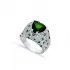 Emerald Heart CZ Stones Cluster Sterling Silver Ring