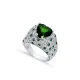 Emerald Heart CZ Stones Cluster Sterling Silver Ring