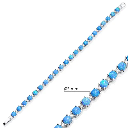 Round Opal CZ Cluster 925 Sterling Silver Bracelet Round Opal CZ Cluster 925 Sterling Silver Bracelet