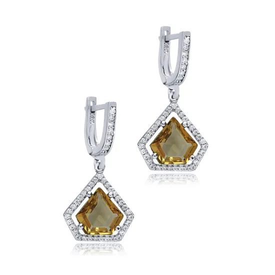 Diamond Shape Zultanite CZ Dangle 925 Silver Earrings Diamond Shape Zultanite CZ Dangle 925 Silver Earrings