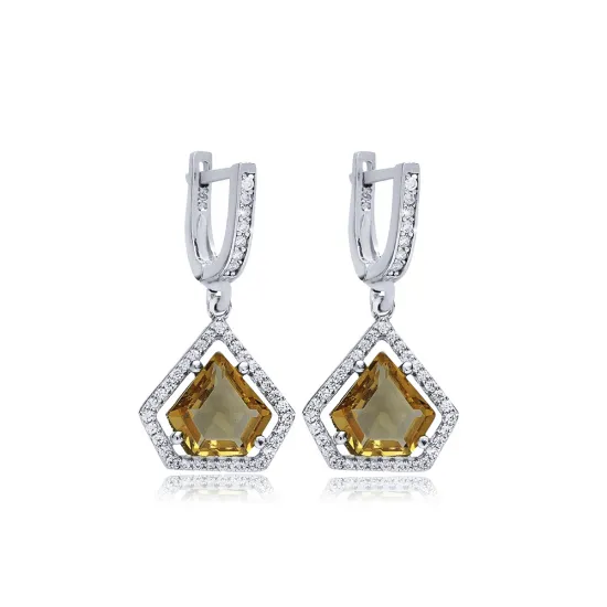Diamond Shape Zultanite CZ Dangle 925 Silver Earrings Diamond Shape Zultanite CZ Dangle 925 Silver Earrings