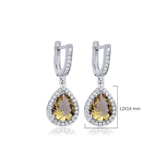 Pear Zultanite CZ Silver Dangle Earrings Pear Zultanite CZ Silver Dangle Earrings