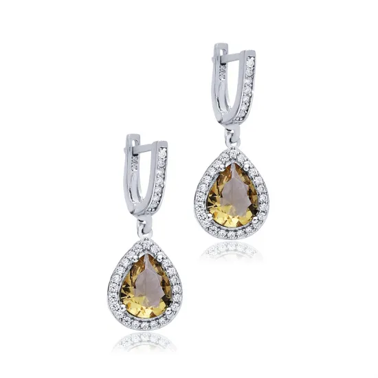 Pear Zultanite CZ Silver Dangle Earrings Pear Zultanite CZ Silver Dangle Earrings