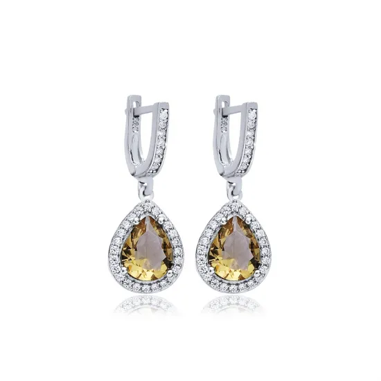 Pear Zultanite CZ Silver Dangle Earrings Pear Zultanite CZ Silver Dangle Earrings