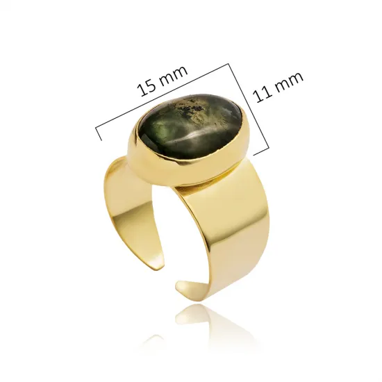 Moss Agate Stone Oval 925 Adjustable Ring Moss Agate Stone Oval 925 Adjustable Ring