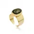 Moss Agate Stone Oval 925 Adjustable Ring