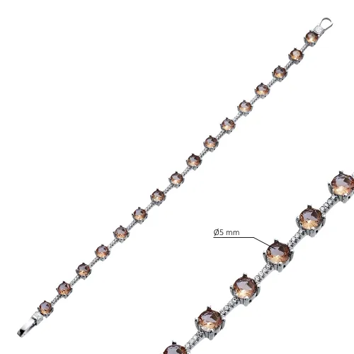 Zultanite Round CZ Cluster 925 Sterling Silver Bracelet