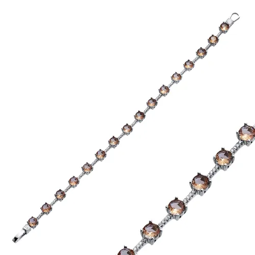 Zultanite Round CZ Cluster 925 Sterling Silver Bracelet