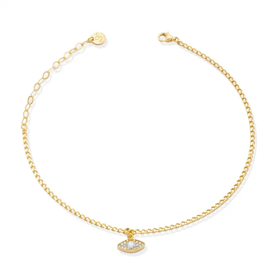 Evil Eye Design Sterling Silver Anklet Evil Eye Design Sterling Silver Anklet