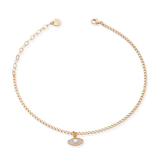 Evil Eye Design Sterling Silver Anklet Evil Eye Design Sterling Silver Anklet