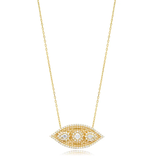 Clear CZ Evil Eye 925 Sterling Silver Necklace